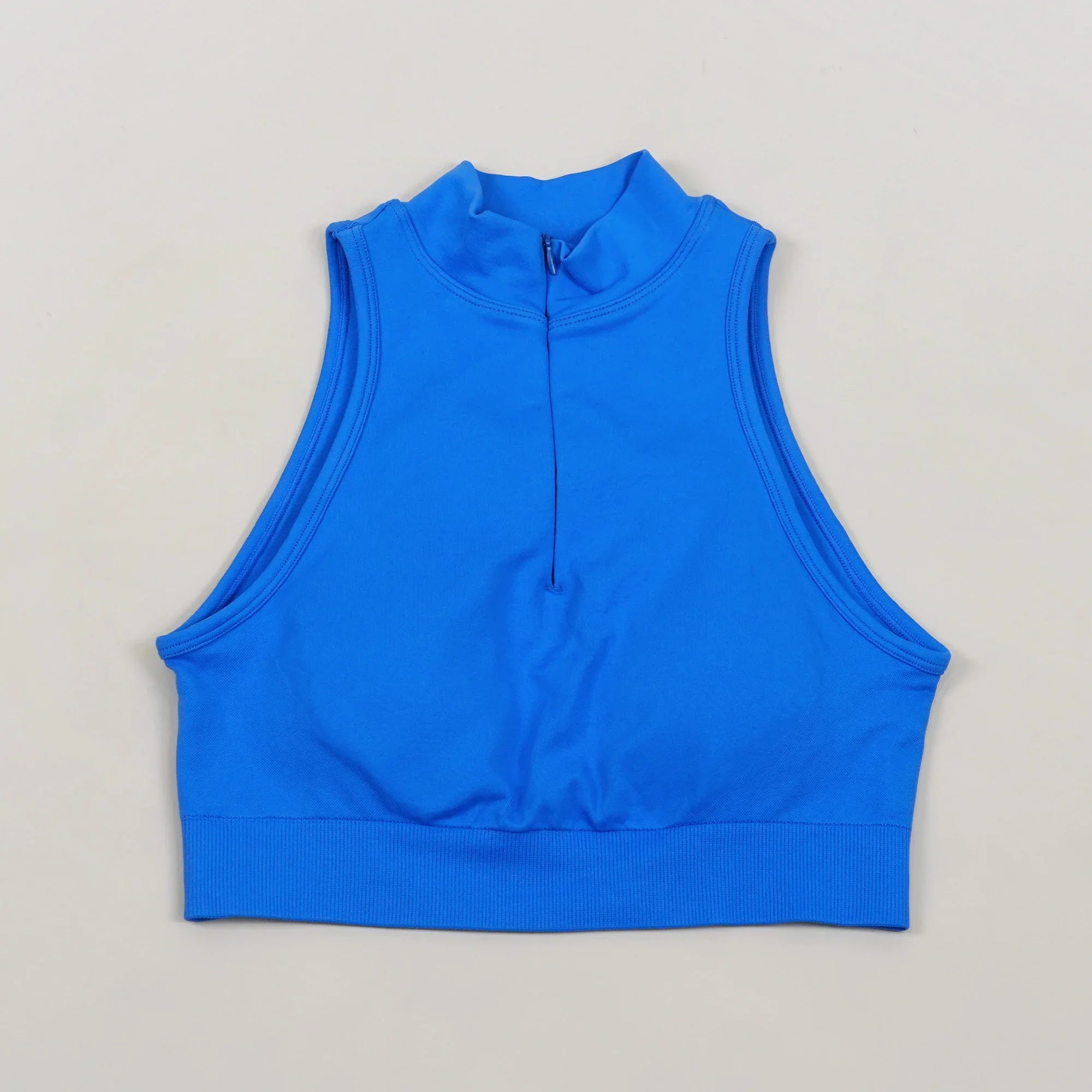 VEQKING 1/4 Zip Tank Top Women Racer Back Yoga Vest with Pads Lapel Sports Crop Tops Shockproof Dynamic Gym Workout Bra Tops