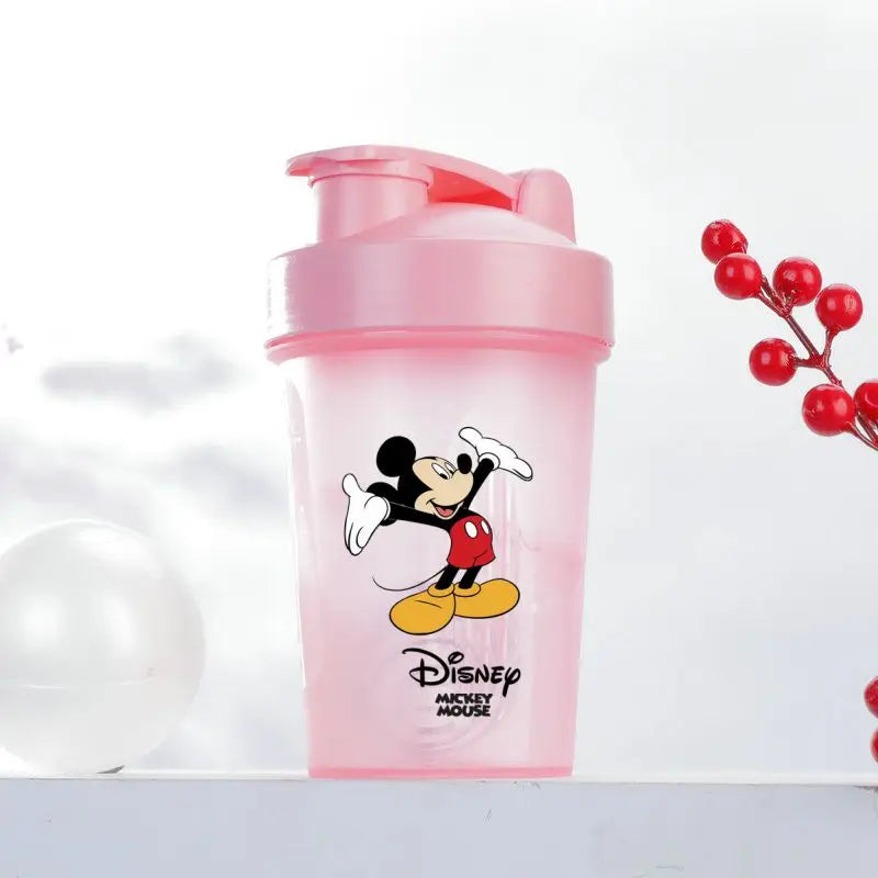 400ML Disney Mickey Mouse Shaker Bottles Water Bottle Large Capacity Portable Transparent Cartoon Minnie Kids Drinking Cups