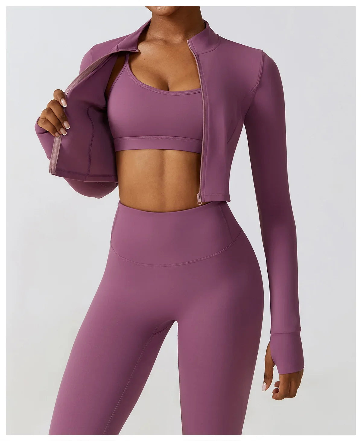 Women's Long Sleeve Top Zipper Jacket Yoga Shirts Running T-Shirt Workout Fitness Gym Sports Top Training Crop Top Clothes