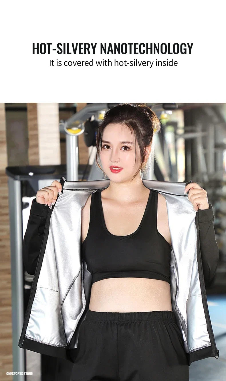 New Sauna Suit Women Plus Size Gym Clothing Sets for Sweating Weight Loss Female Sports Active Wear Slimming Tracksuit Women