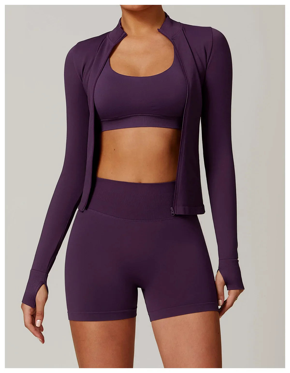 Seamless Yoga Slothes Women's Top Standing Collar Long Sleeved Sports Jacket Running Training Fitness Top Windproof Running Suit