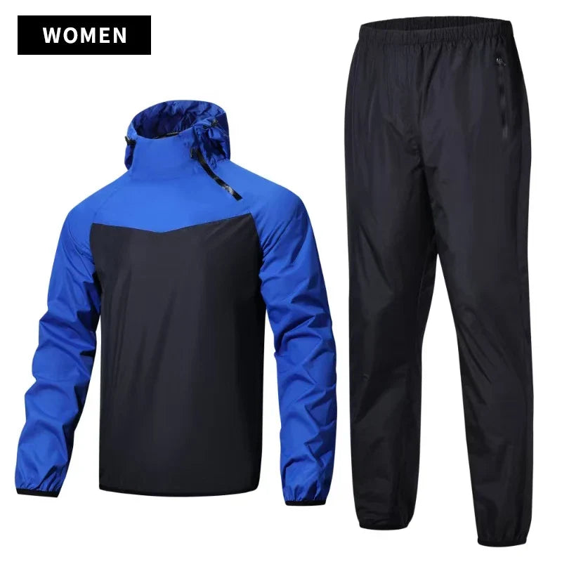 Sauna Suit Unisex Gym Clothing Set Full Body Sweating Sportswear Women Boxing Training Running Fitness Weight Loss Tracksuit