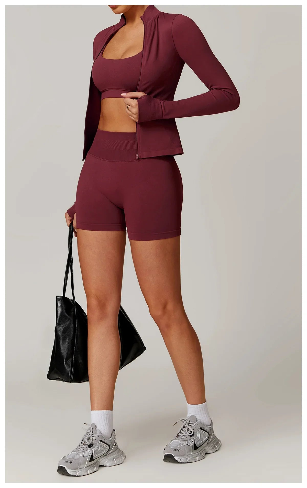 Seamless Yoga Slothes Women's Top Standing Collar Long Sleeved Sports Jacket Running Training Fitness Top Windproof Running Suit