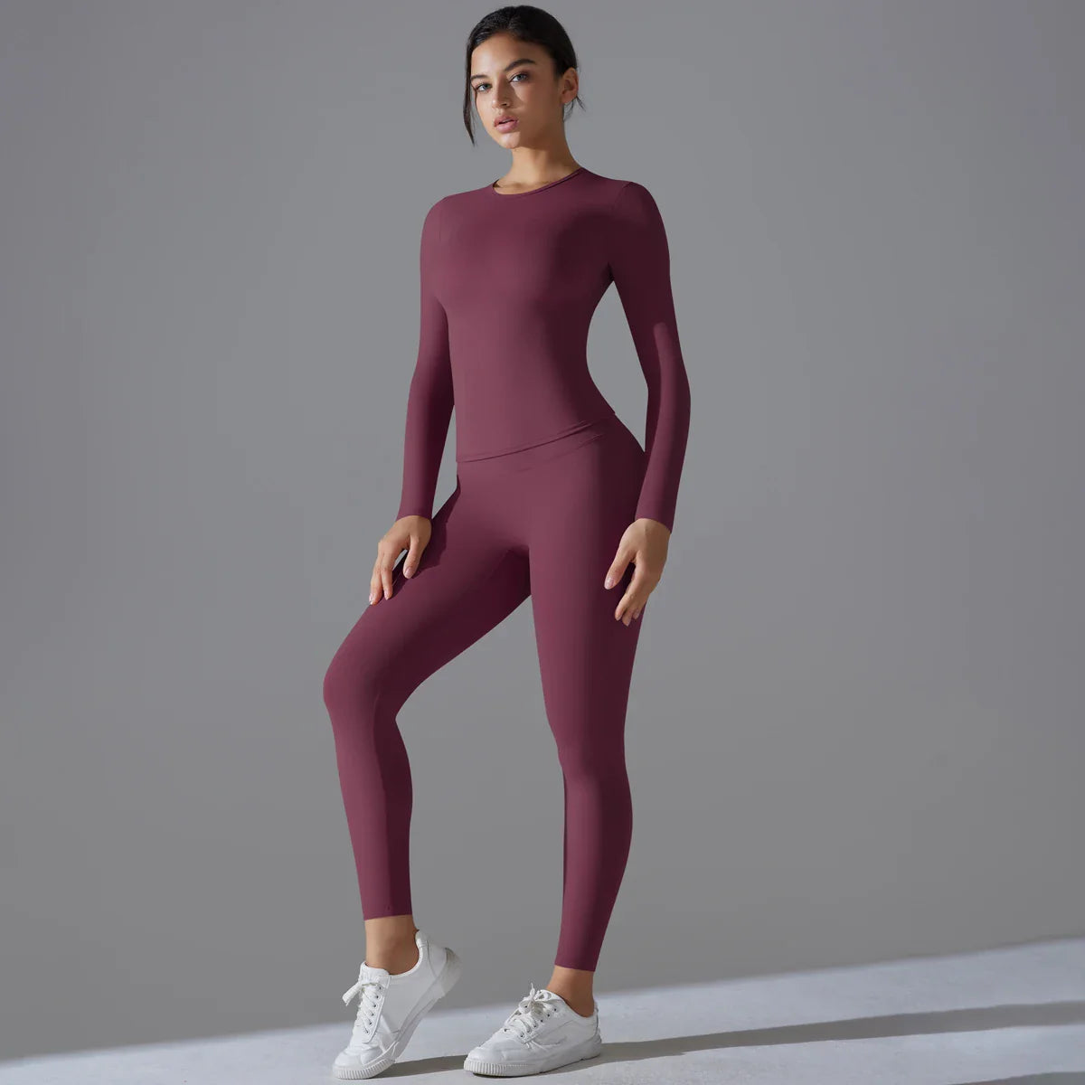Yoga Suit Sports Set Sleeve Breathable Stretchy GYM Yoga Slim Fitness Active Top BreathableTummy Control Slimming Booty Leggings