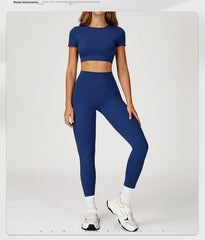 Customized LOGO women's new nude yoga suit tight shock-proof sports running outdoor fitness yoga suit two-piece set