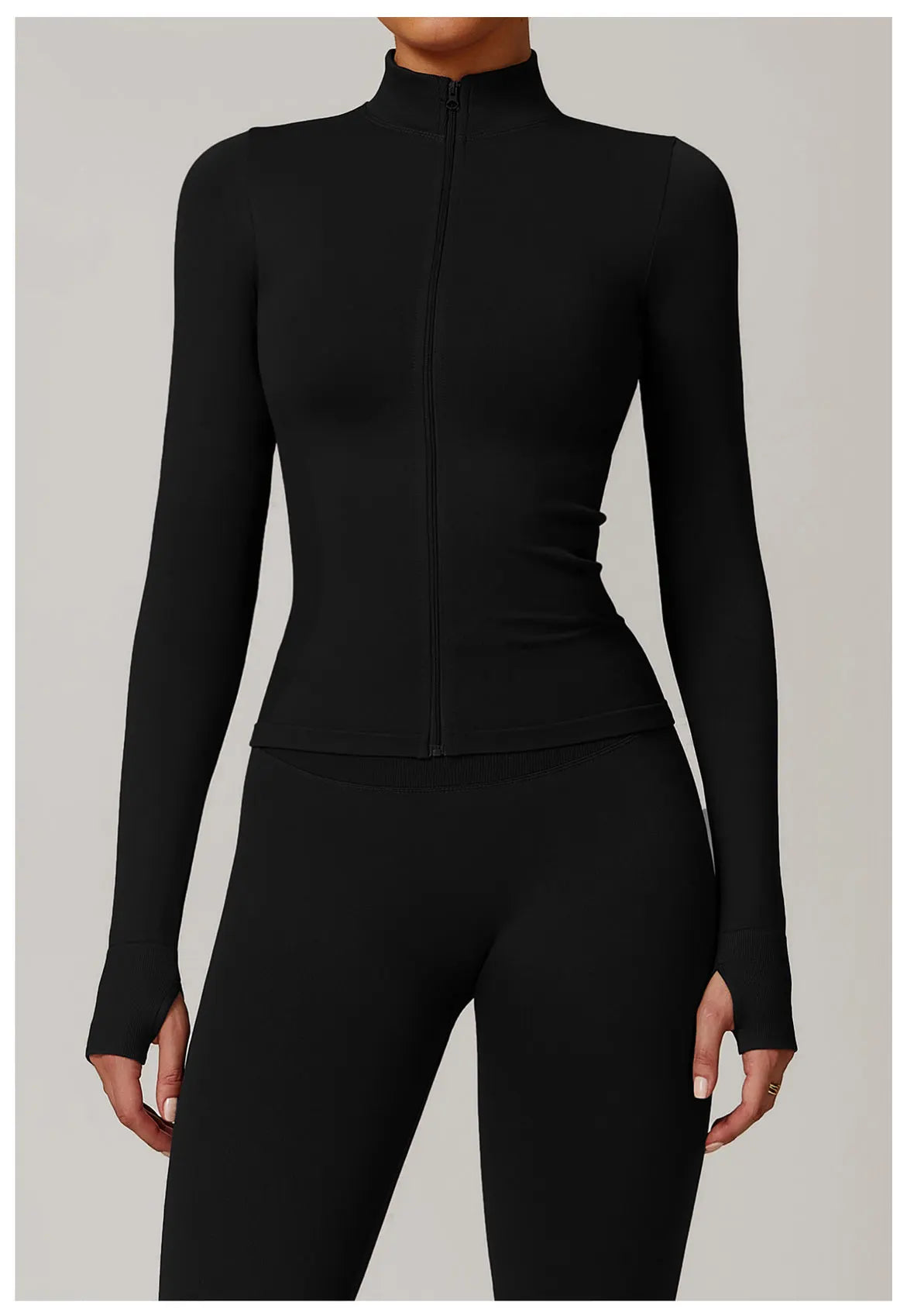 Seamless Yoga Slothes Women's Top Standing Collar Long Sleeved Sports Jacket Running Training Fitness Top Windproof Running Suit