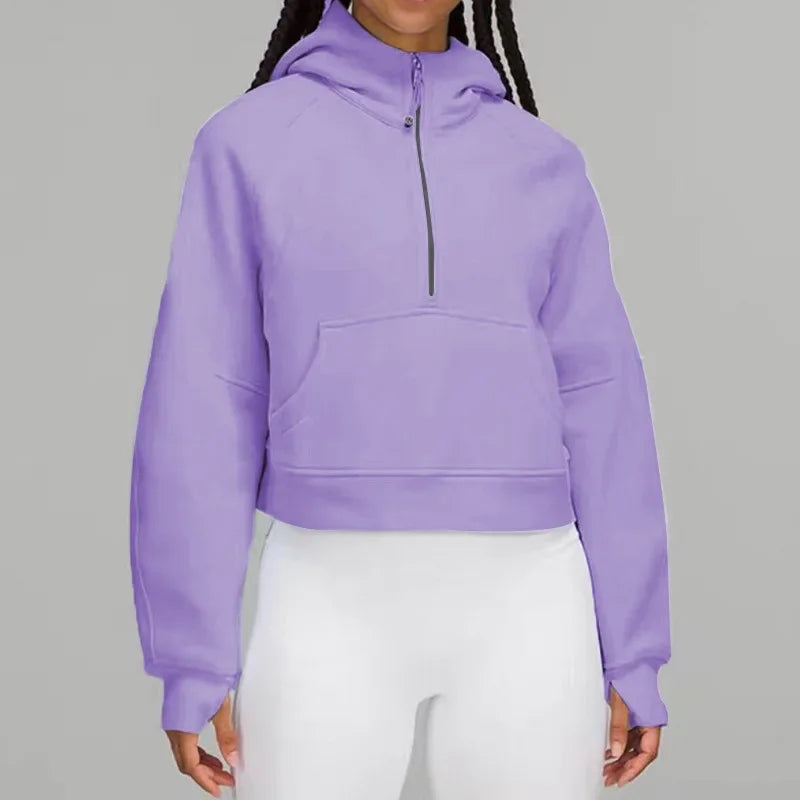 LULU Women's Thickened Hoodie Sweatshirt Zipper Sportswear Yoga Outdoor Fitness Casual Loose Style Autumn Winter Collection