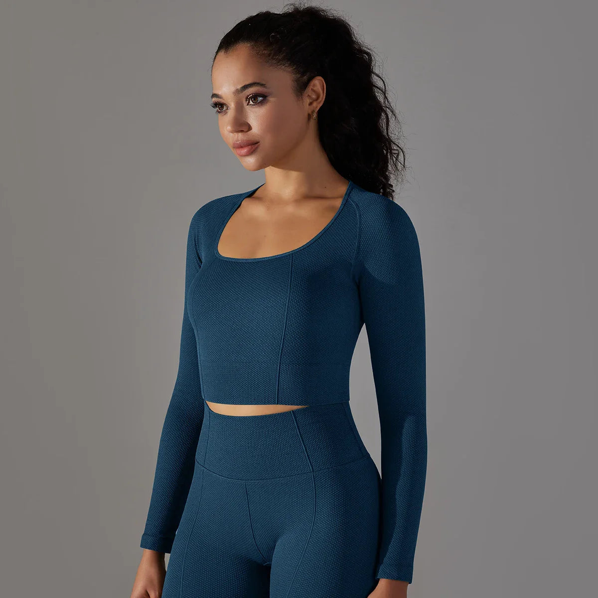 Women Yoga Shirt Gym Top Long Sleeves  Fitness Sport Women Clothing Elastic Breathable Pilates Long Sleeve Crop Tops Activewear