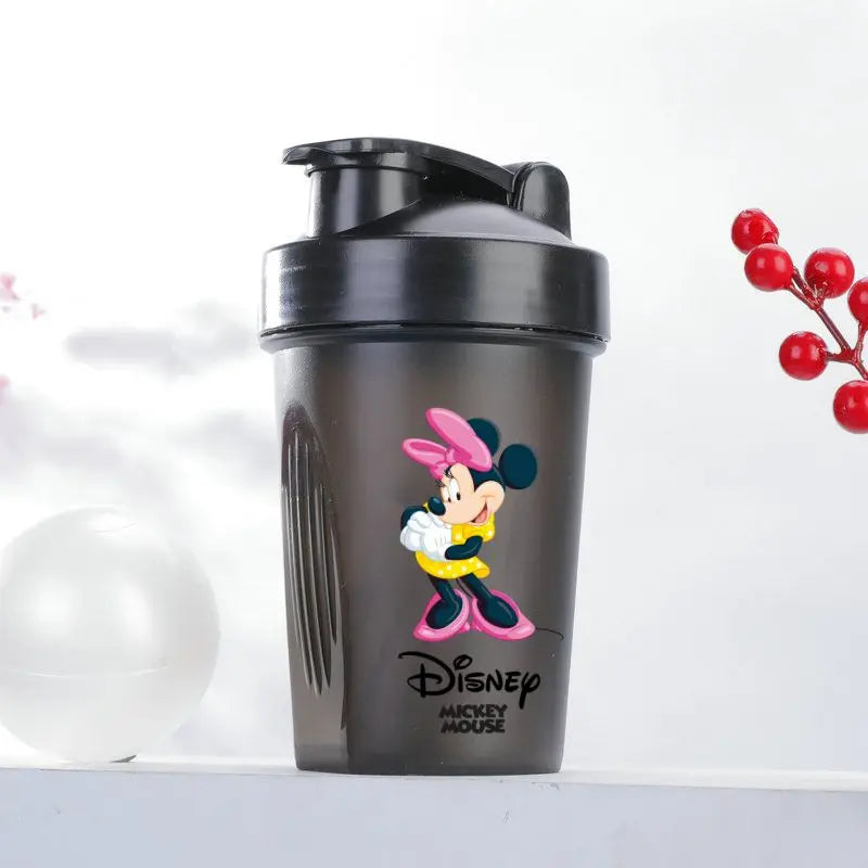 400ML Disney Mickey Mouse Shaker Bottles Water Bottle Large Capacity Portable Transparent Cartoon Minnie Kids Drinking Cups