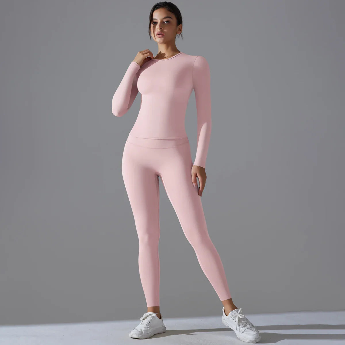 Yoga Suit Sports Set Sleeve Breathable Stretchy GYM Yoga Slim Fitness Active Top BreathableTummy Control Slimming Booty Leggings