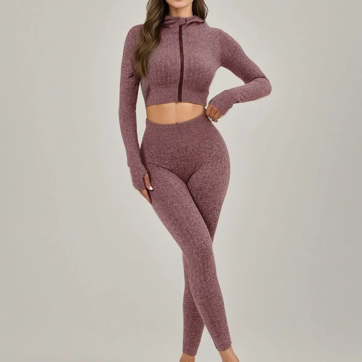 Women's Long Sleeve Running Yoga Suit High-End Feel Fitness Tracksuit Two-Piece Set Morning Runners Clothing