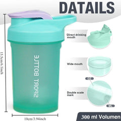 300ml Best Shaker Cup, Protein Sports Shaker Cup Tritan Material, with Plastic Ball Drink Cup Suitable for Sports and Fitness