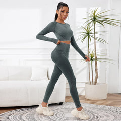2025 2PCS Sets Women Outfit High Waist Gym Sexy Sport Wash Pants Sets Running Outdoors Skinny