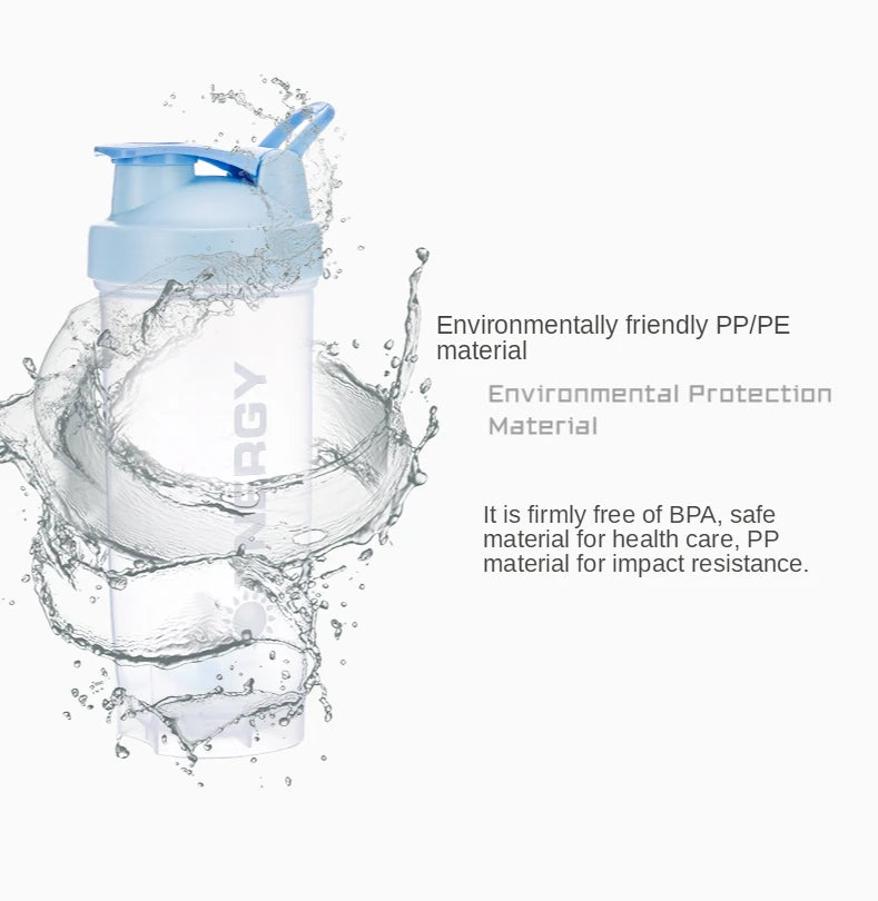 500/700MLSports Water Bottle Protein Shaker Outdoor Travel Portable JuiceCup With Powder Case Coffee Mugs Leak Proof DrinkBottle