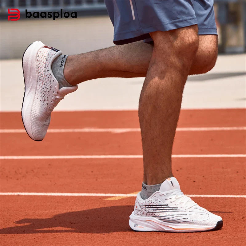 Baasploa Men Jogging Sports Shoes Carbon Plate Professional Cushioning Sneakers Male Outdoor Breathable Non Slip Running Shoes