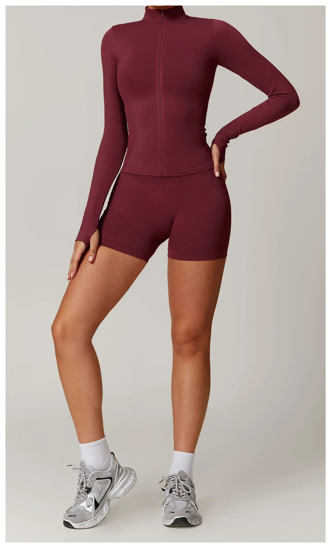 Seamless Yoga Slothes Women's Top Standing Collar Long Sleeved Sports Jacket Running Training Fitness Top Windproof Running Suit