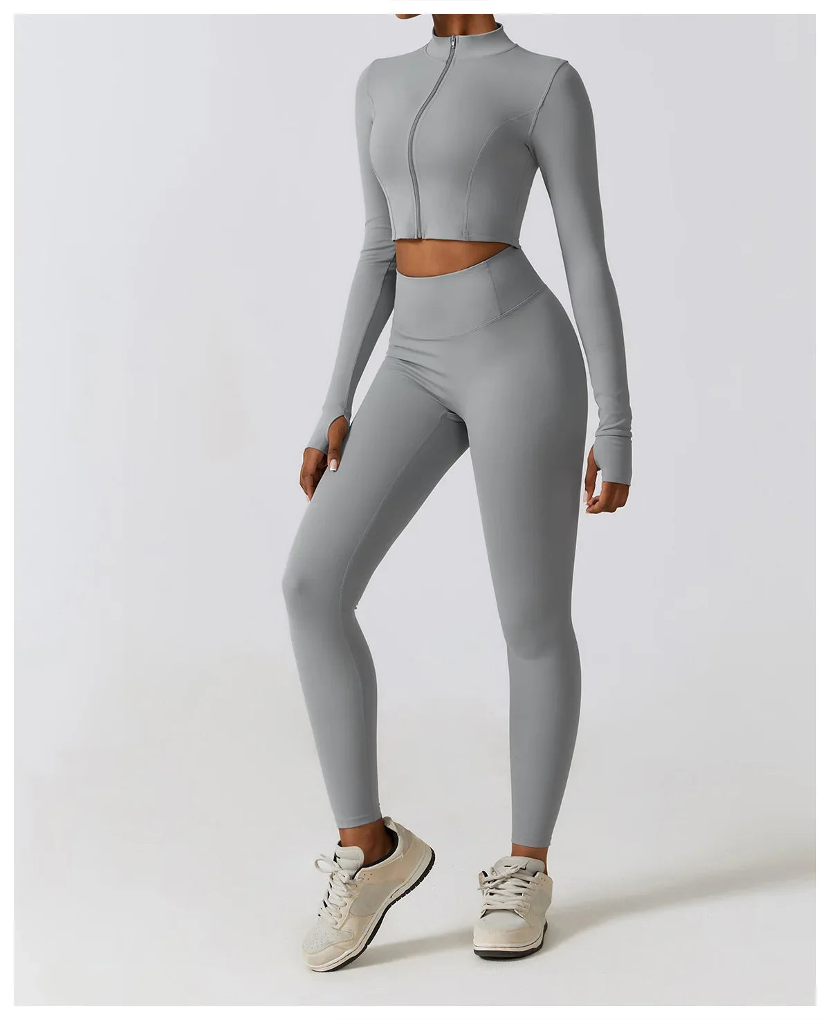 Women's Long Sleeve Top Zipper Jacket Yoga Shirts Running T-Shirt Workout Fitness Gym Sports Top Training Crop Top Clothes