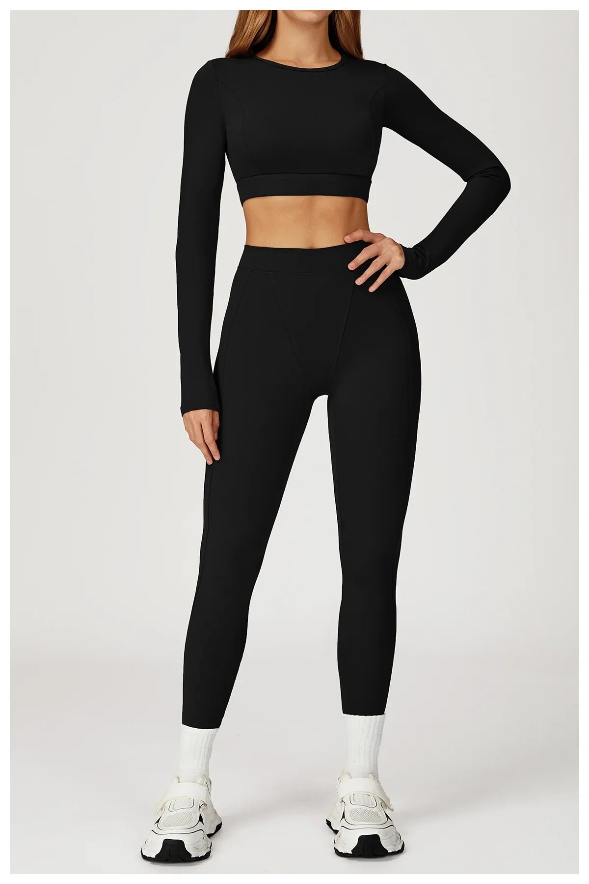 Customized LOGO women's new nude yoga suit tight shock-proof sports running outdoor fitness yoga suit two-piece set