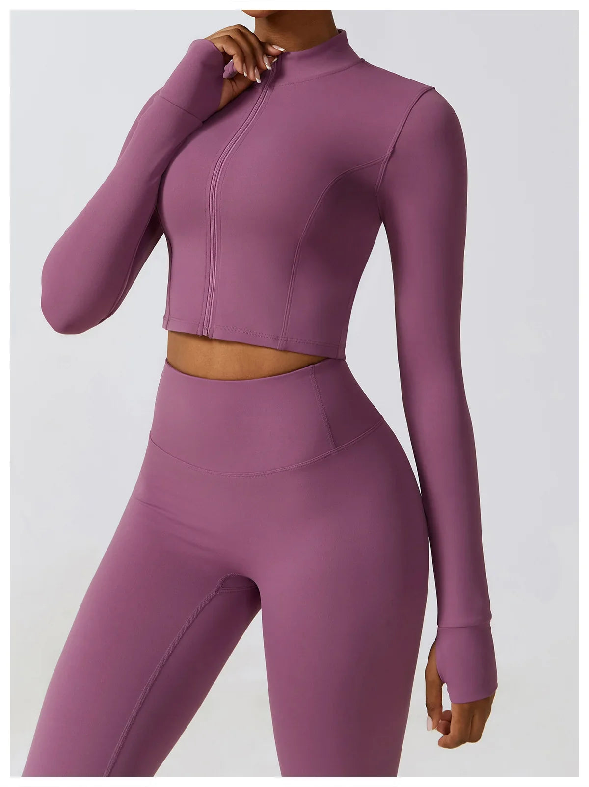 Women's Long Sleeve Top Zipper Jacket Yoga Shirts Running T-Shirt Workout Fitness Gym Sports Top Training Crop Top Clothes