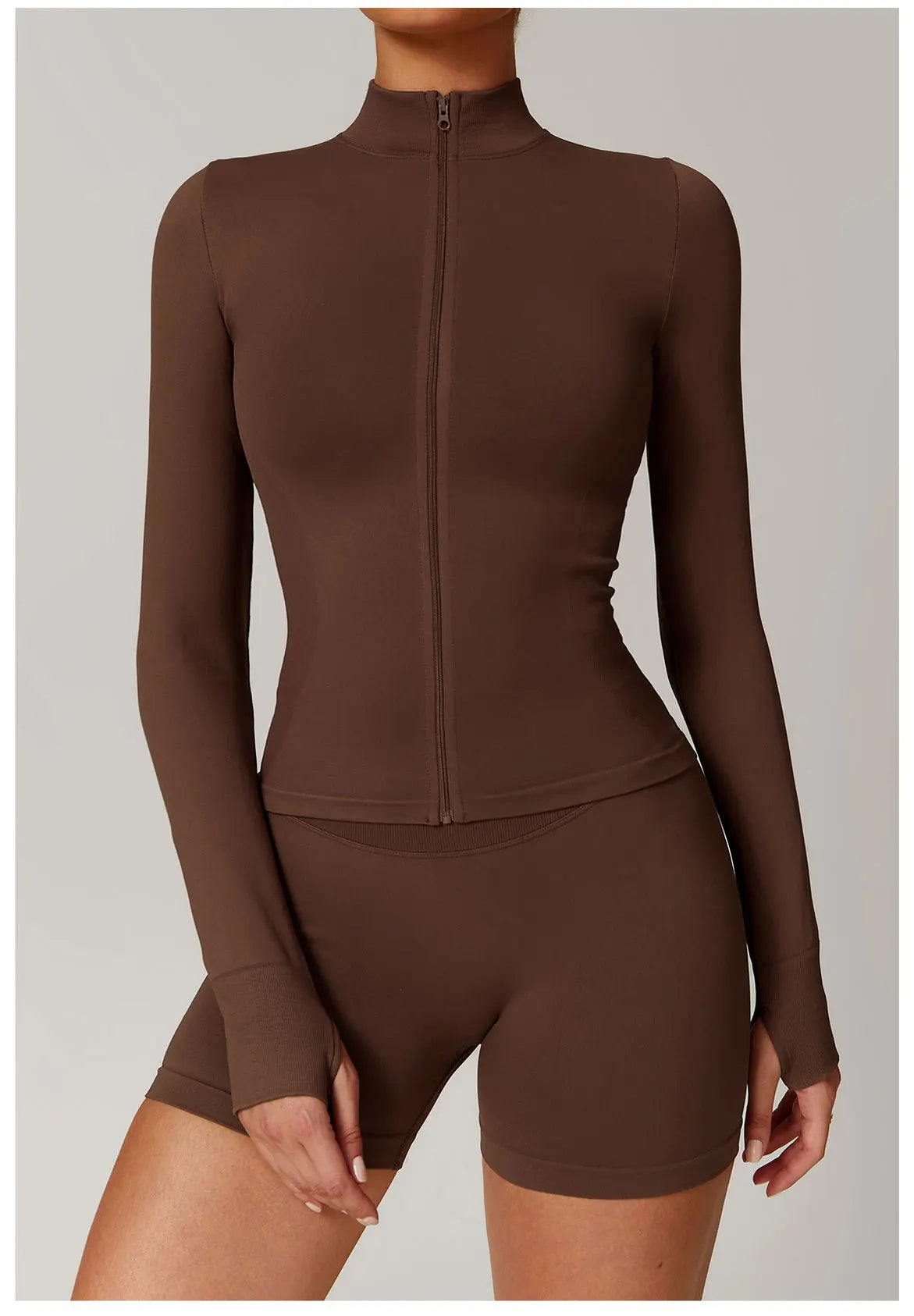 Seamless Yoga Slothes Women's Top Standing Collar Long Sleeved Sports Jacket Running Training Fitness Top Windproof Running Suit