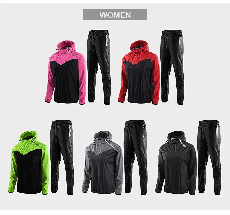 Sauna Suit Unisex Gym Clothing Set Full Body Sweating Sportswear Women Boxing Training Running Fitness Weight Loss Tracksuit