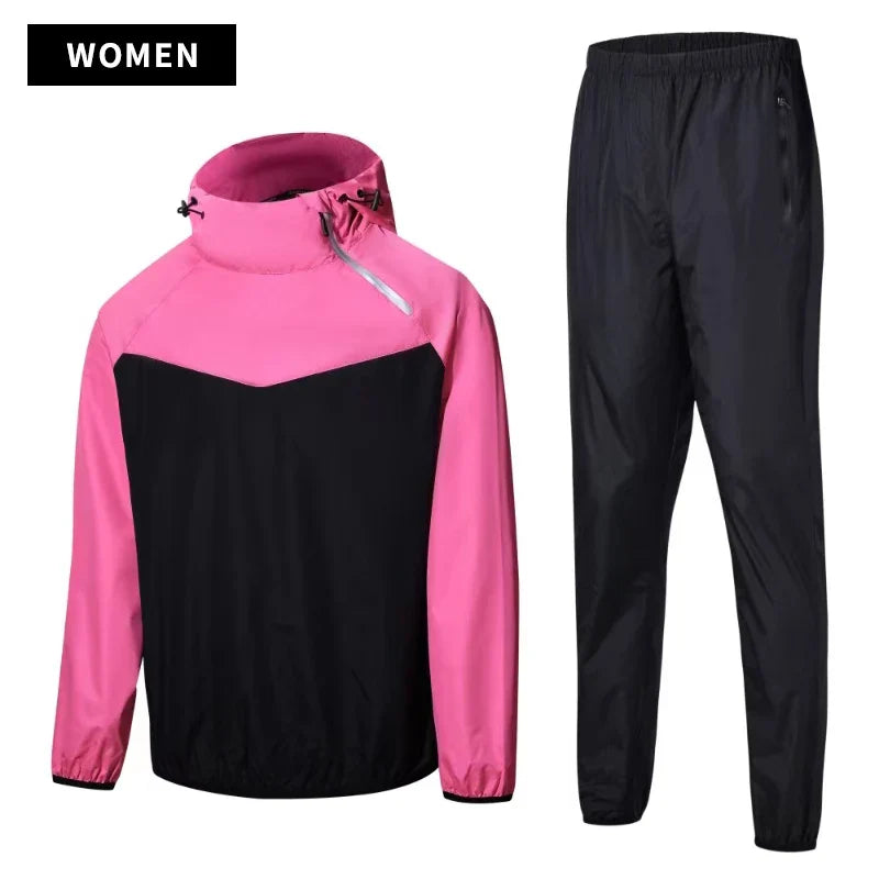Sauna Suit Unisex Gym Clothing Set Full Body Sweating Sportswear Women Boxing Training Running Fitness Weight Loss Tracksuit