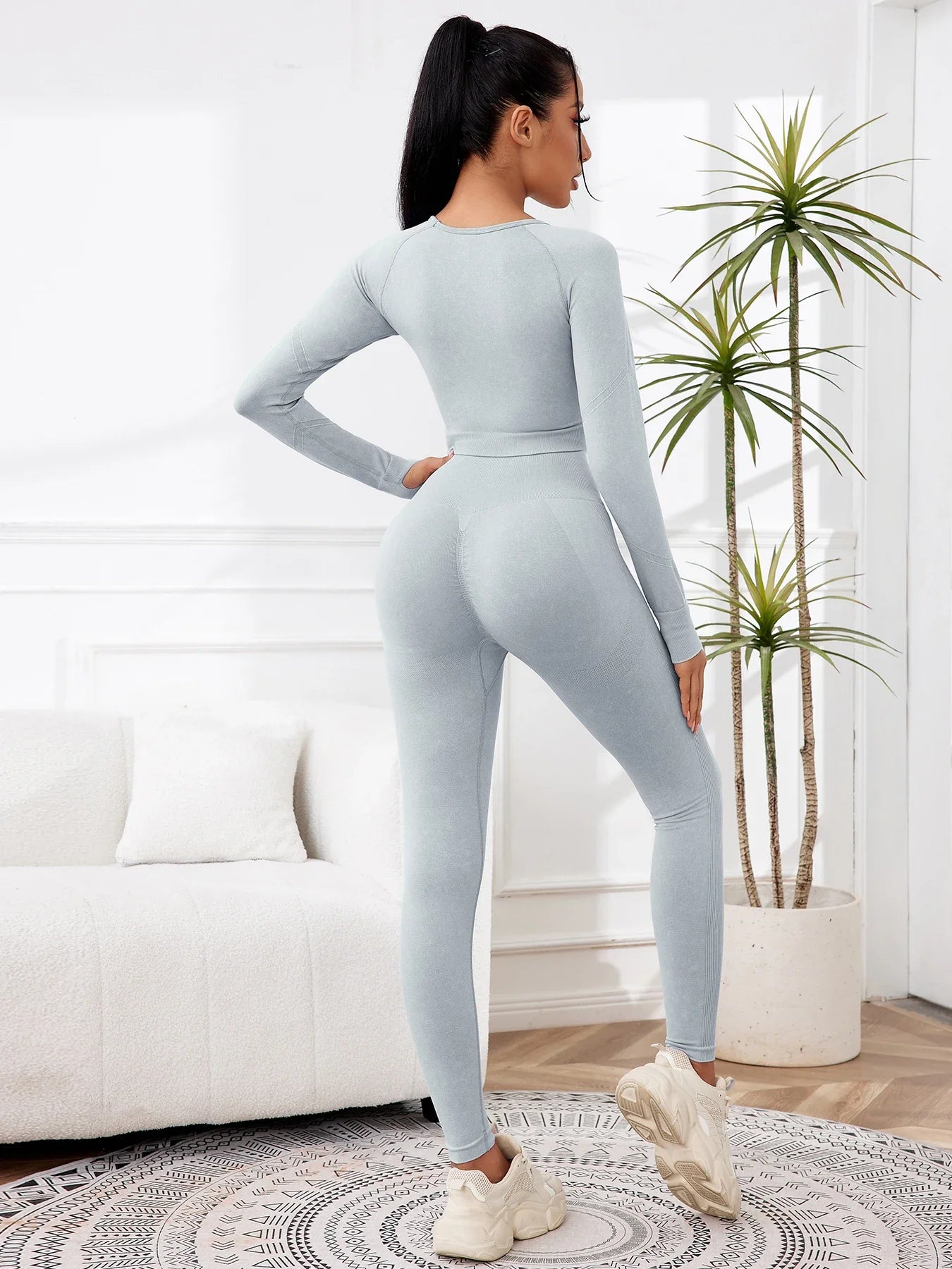 2025 2PCS Sets Women Outfit High Waist Gym Sexy Sport Wash Pants Sets Running Outdoors Skinny