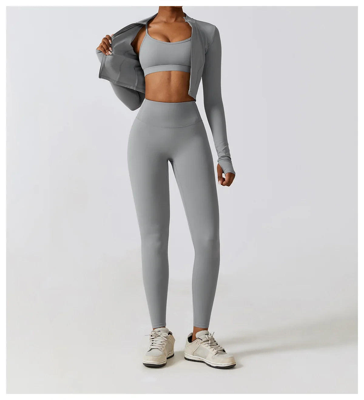 Women's Long Sleeve Top Zipper Jacket Yoga Shirts Running T-Shirt Workout Fitness Gym Sports Top Training Crop Top Clothes