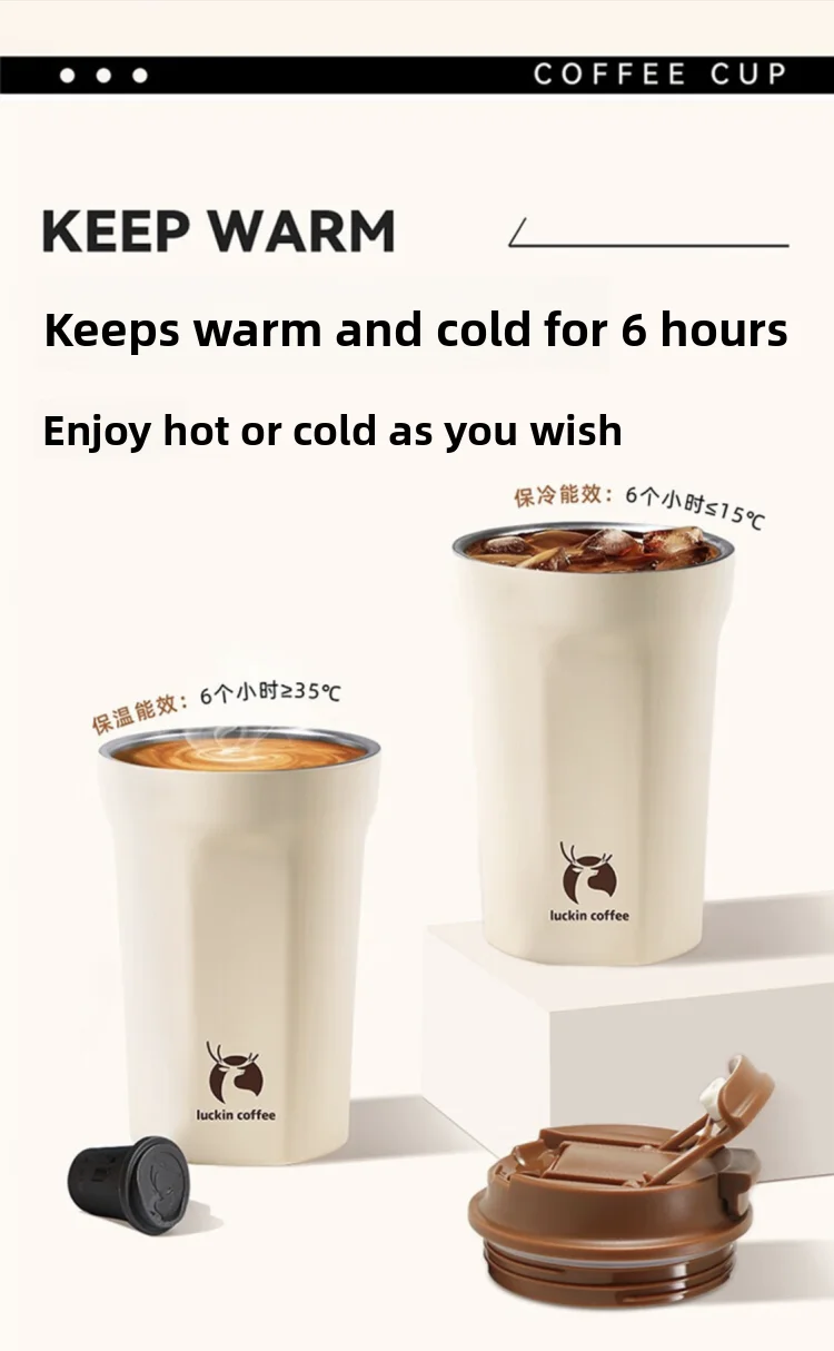 Luin Coffee 304 Stainl Steel Double Drink Insulated Mug 340ml Modern Simple Sle for Outdoor Use Birthday Gift for Frie