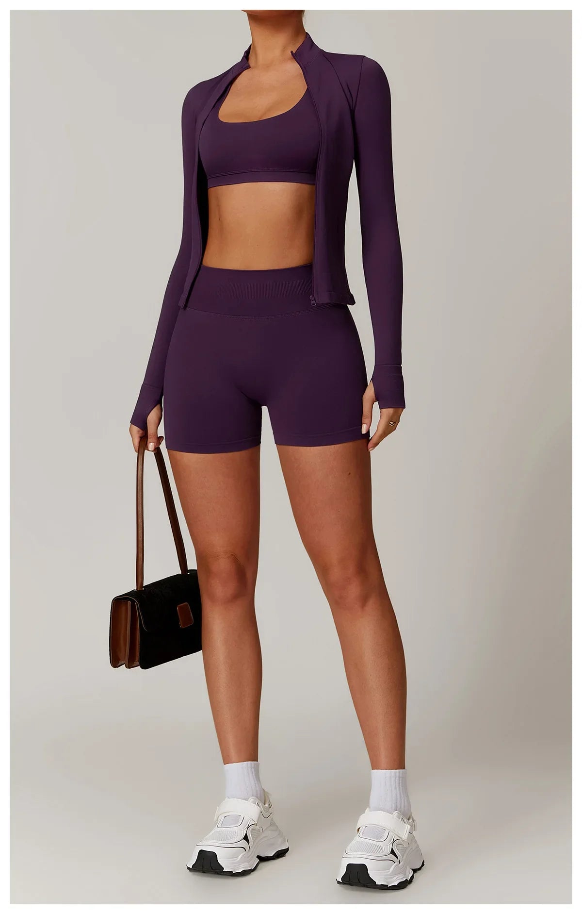 Seamless Yoga Slothes Women's Top Standing Collar Long Sleeved Sports Jacket Running Training Fitness Top Windproof Running Suit