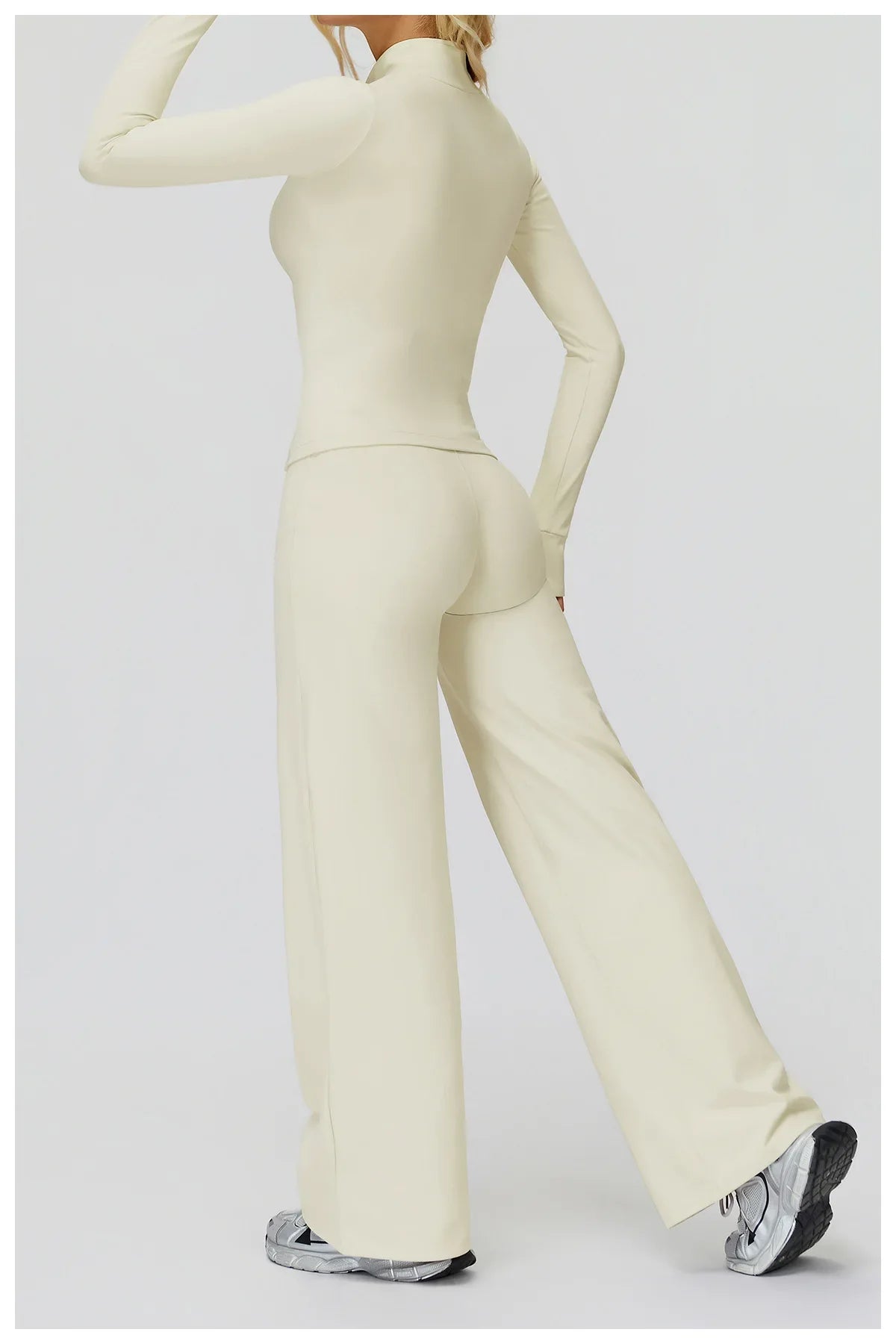 2PCS Yoga Set Workout Sets Women Sportswear Gym Clothing Fitness Zipper Long Sleeve High Waist Leggings Sports Suits Yoga Suit