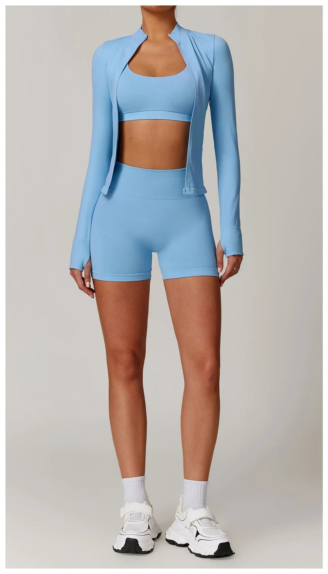 Seamless Yoga Slothes Women's Top Standing Collar Long Sleeved Sports Jacket Running Training Fitness Top Windproof Running Suit