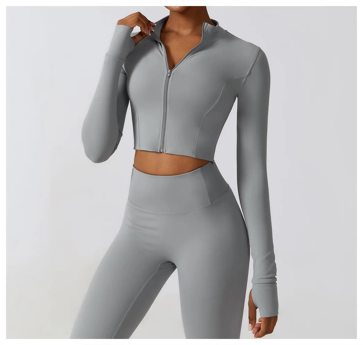 Women's Long Sleeve Top Zipper Jacket Yoga Shirts Running T-Shirt Workout Fitness Gym Sports Top Training Crop Top Clothes