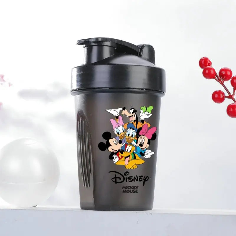 400ML Disney Mickey Mouse Shaker Bottles Water Bottle Large Capacity Portable Transparent Cartoon Minnie Kids Drinking Cups