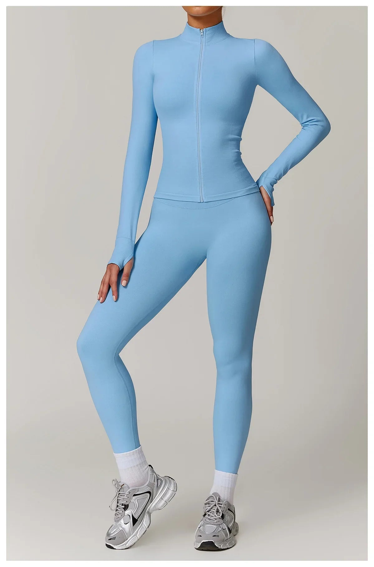 Seamless Yoga Slothes Women's Top Standing Collar Long Sleeved Sports Jacket Running Training Fitness Top Windproof Running Suit