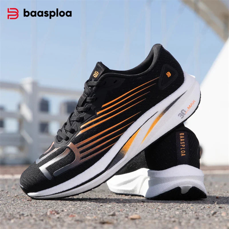 Baasploa Men Jogging Sports Shoes Carbon Plate Professional Cushioning Sneakers Male Outdoor Breathable Non Slip Running Shoes