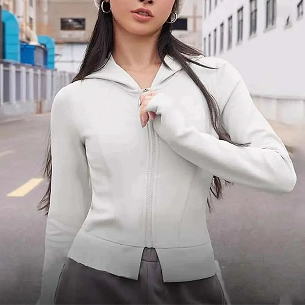 امرأة ترتدي قوة يصل 2023 شتاء دافئ الصوف طويلة الأكمام هودي قميص يوجا المرأة البريدي اللياقة البدنية الصالة الرياضية أعلى أكتيفيوير الجري معاطف امرأة هوديس سترة وقبعة.