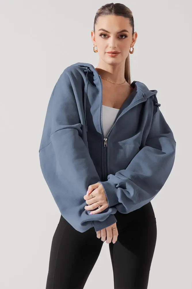 Zip Cloud Hoodie - Blue Steel POPFLEX