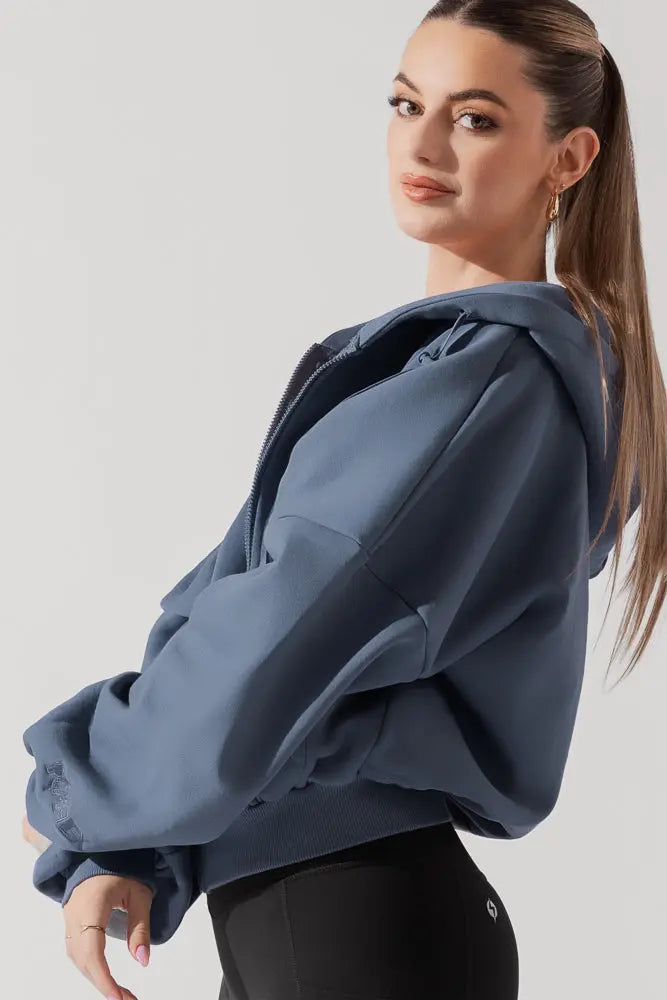 Zip Cloud Hoodie - Blue Steel POPFLEX