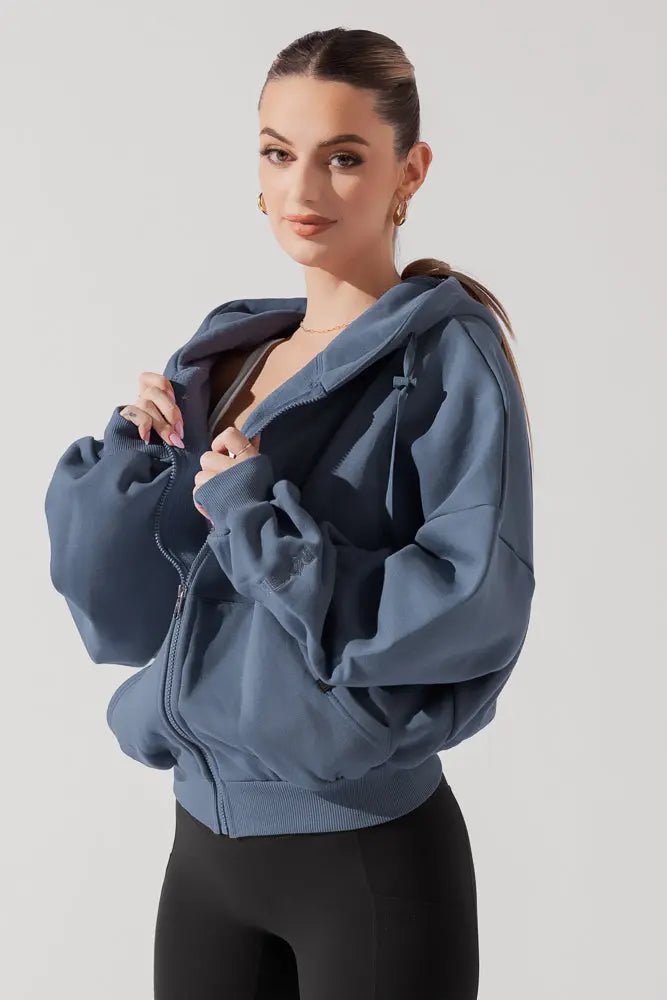 Zip Cloud Hoodie - Blue Steel POPFLEX