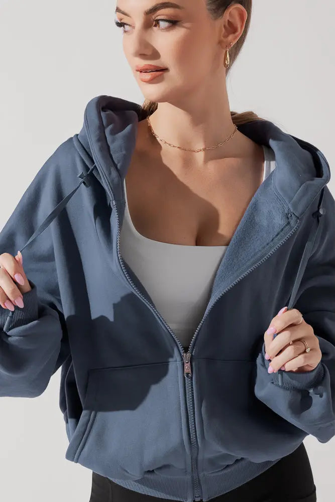 Zip Cloud Hoodie - Blue Steel POPFLEX