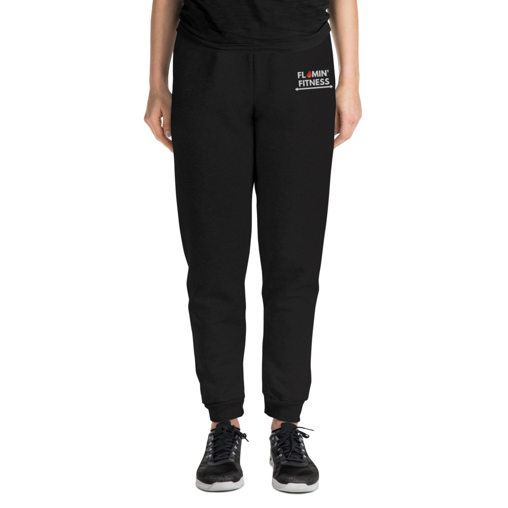 Women's Black Embroidered Logo Joggers Flamin' Fitness