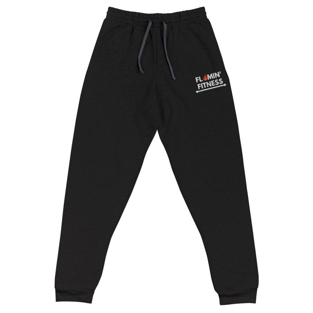 Women's Black Embroidered Logo Joggers Flamin' Fitness