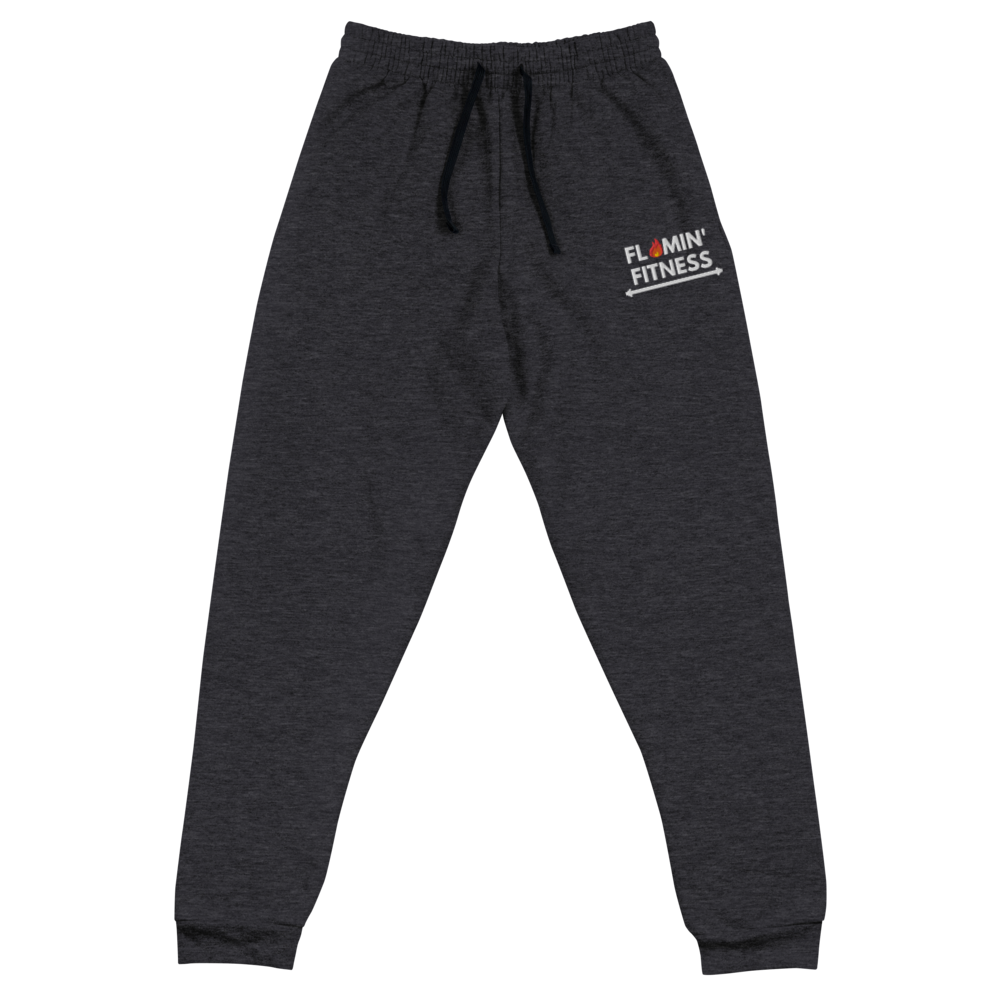 Women's Black Heather Embroidered Logo Joggers Flamin' Fitness
