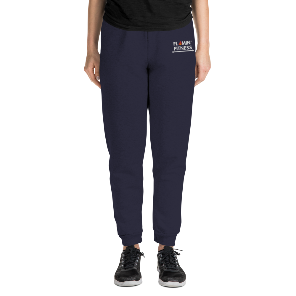 Women's Navy Embroidered Logo Joggers Flamin' Fitness